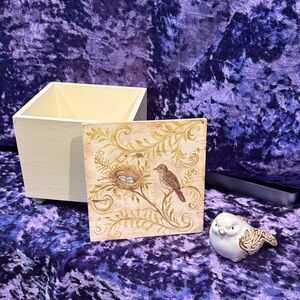 Kate McRostie Bird Nest Decorative Wooden with Nesting Bird